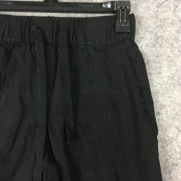 Babaton Pants XXS Linen Black Straight Crop Mid Rise Casual Drawcord Artizia - Picture 4 of 14